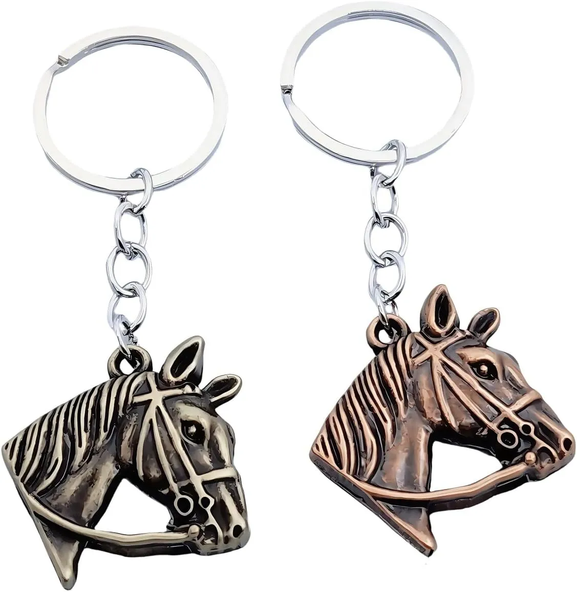 2 Pack Set Horse Keychains for Women Men,Horse Head Animal Charm Set Key Chain Accessories Gifts For Car Key Ring