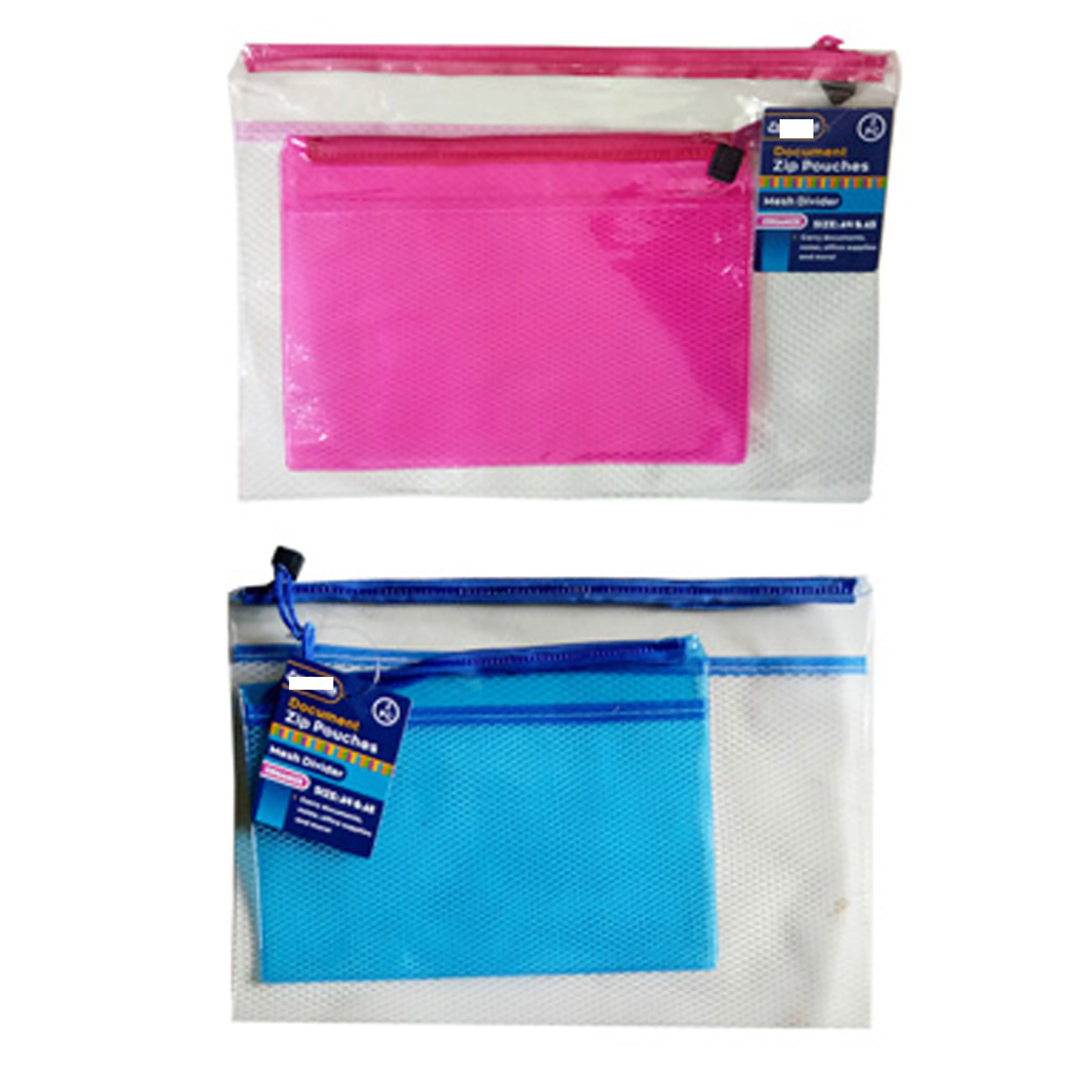 2 Sets Zipper Pouch File Storage Bag Notes Document A4 A5 Mesh Divider Organizer
