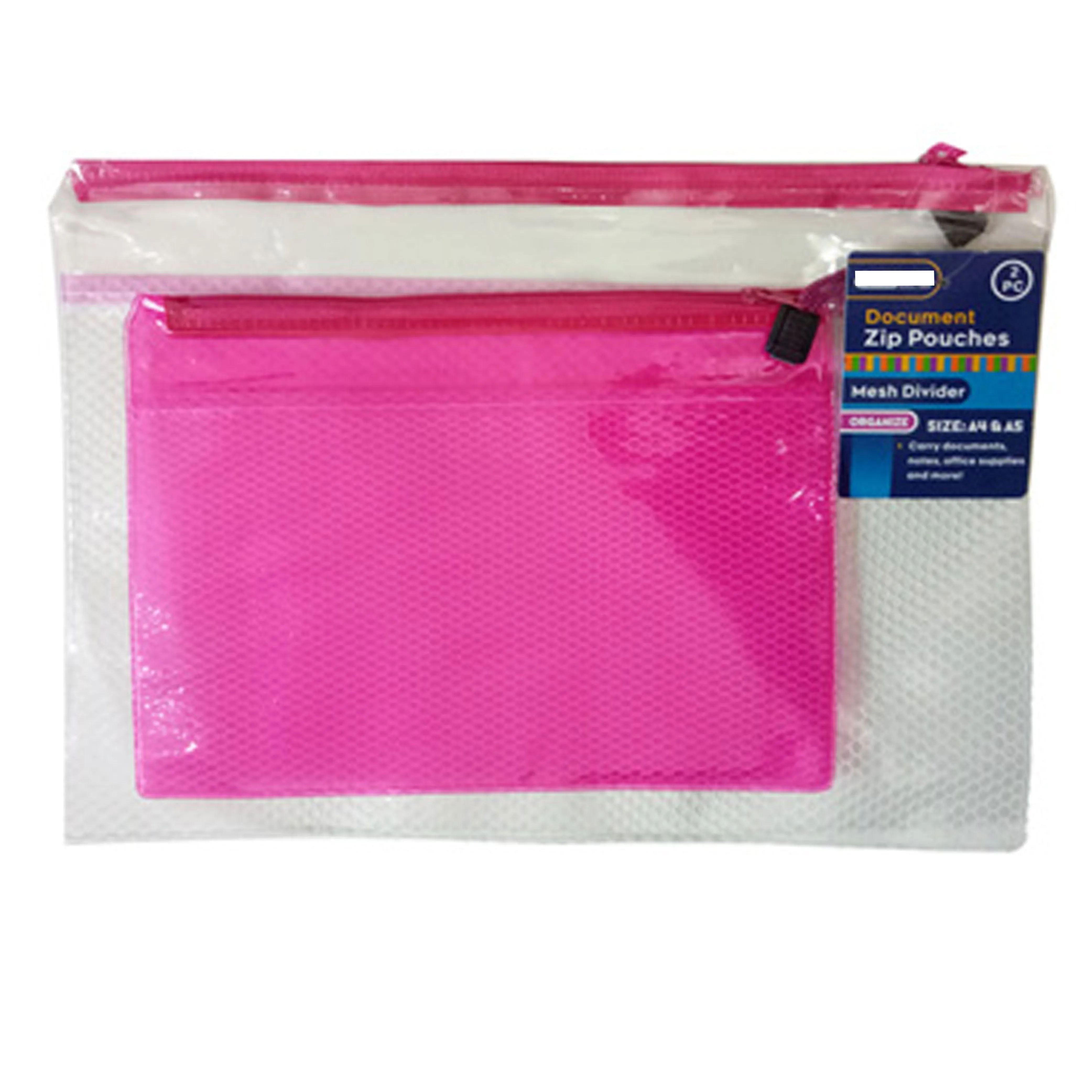 2 Sets Zipper Pouch File Storage Bag Notes Document A4 A5 Mesh Divider Organizer