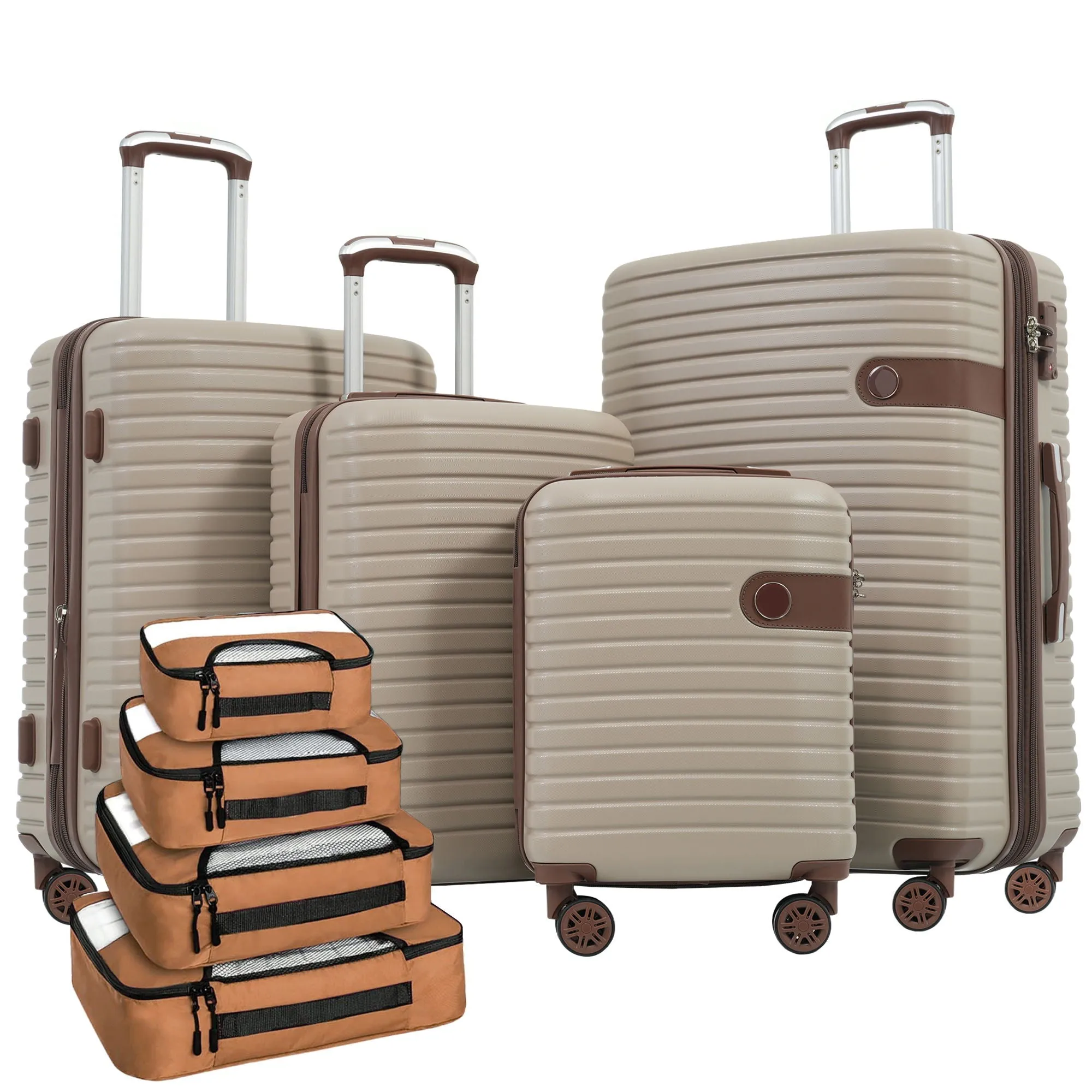 4 Piece Luggage Suitcase Set, Hard Shell Lightweight Expandable Travel Luggage With 4 Packing Cubes by Couch.com
