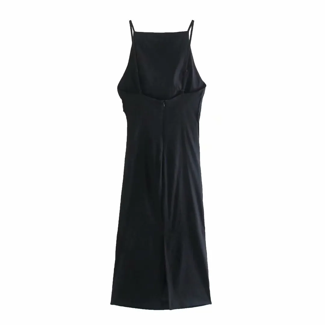DRAPED LINEN DRESS