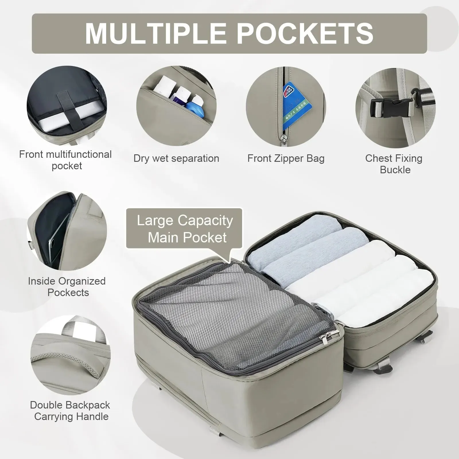 Expandable Anti Theft Cabin Backpack for Travel