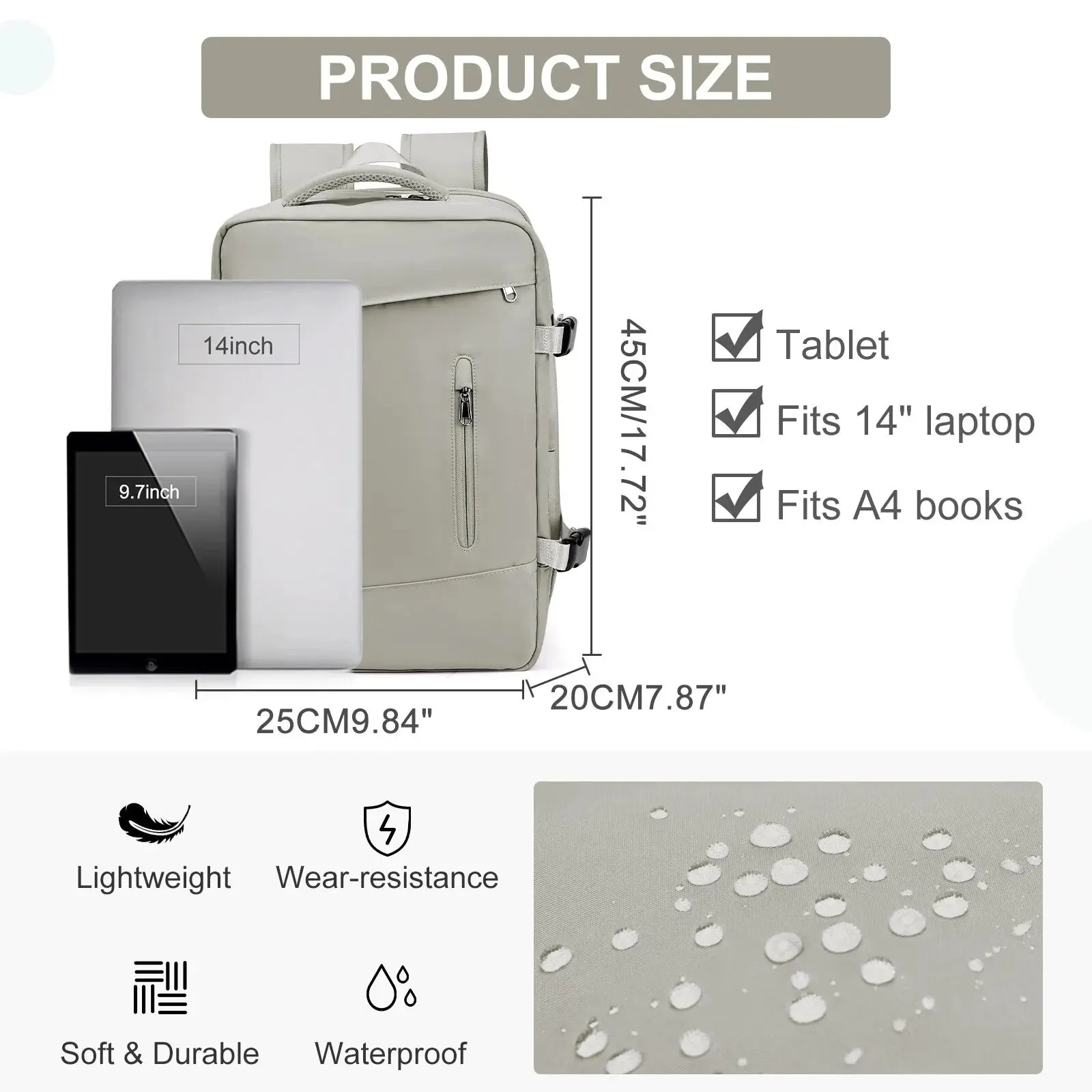Expandable Anti Theft Cabin Backpack for Travel