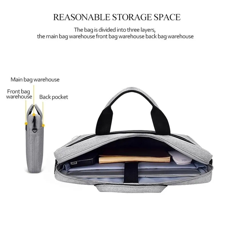 Expandable Laptop Bag - Waterproof Oxford Cloth Detachable Shoulder Strap