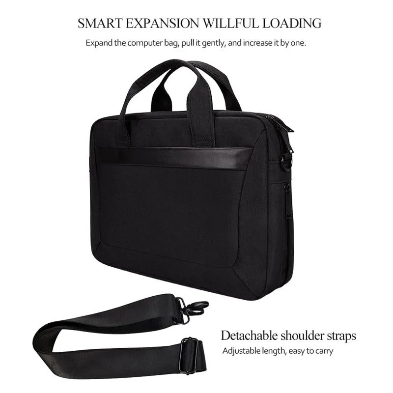 Expandable Laptop Bag - Waterproof Oxford Cloth Detachable Shoulder Strap