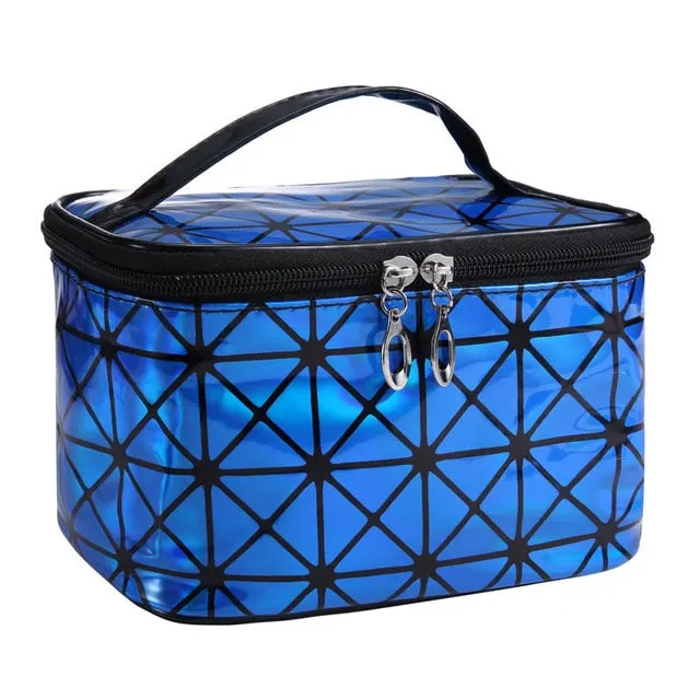 Functional Cosmetic Bag Women Fashion PU Leather Travel Make Up Necessaries Organizer Zipper Makeup Case Pouch Toiletry Kit Bag