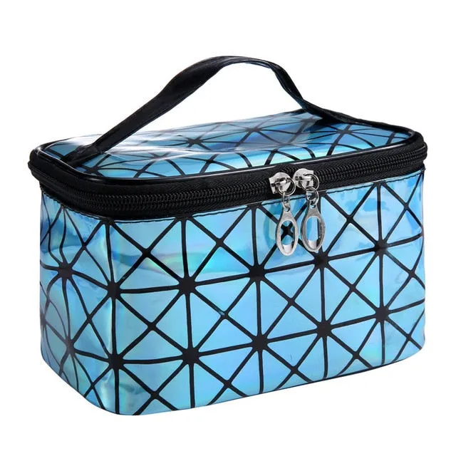 Functional Cosmetic Bag Women Fashion PU Leather Travel Make Up Necessaries Organizer Zipper Makeup Case Pouch Toiletry Kit Bag