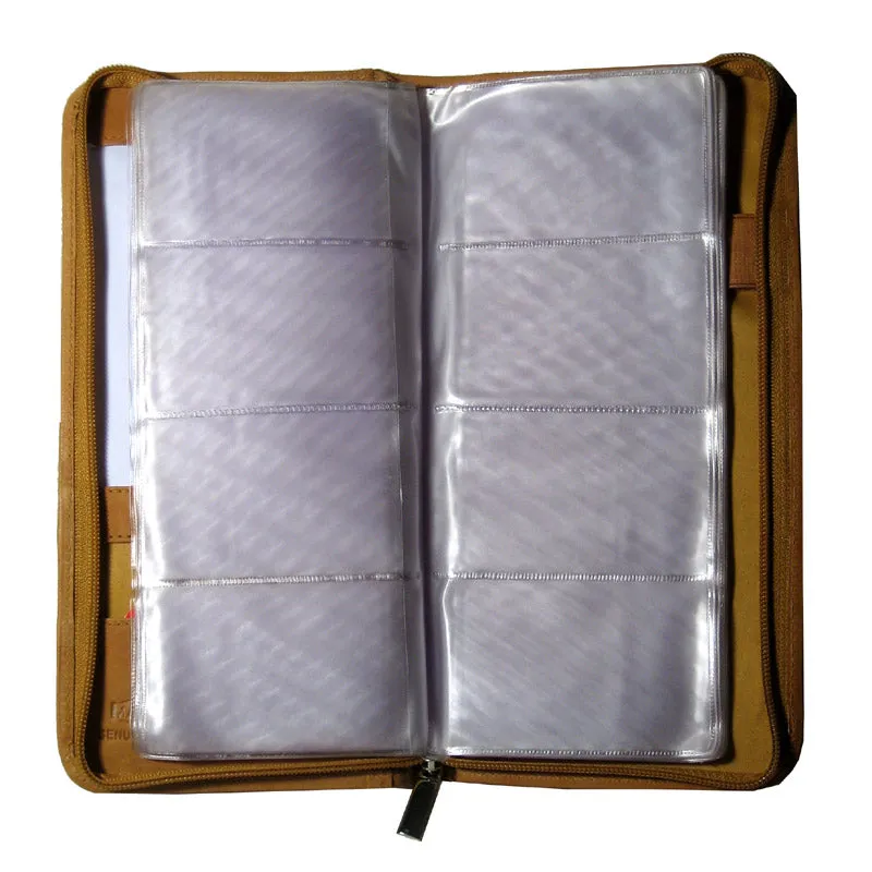 Genuine Leather Business Card Holder Organizer Case Wallet 160 Holds Display Tan