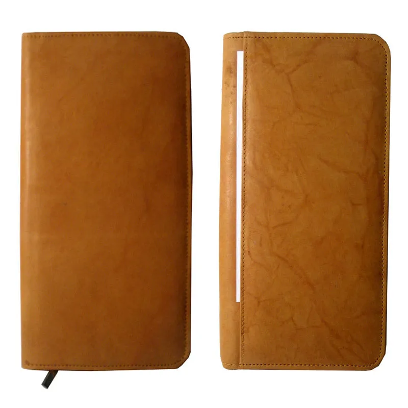 Genuine Leather Business Card Holder Organizer Case Wallet 160 Holds Display Tan