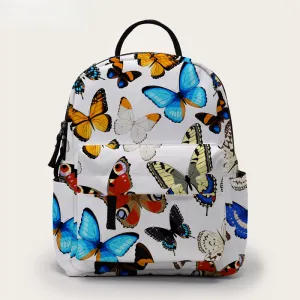 Mini Backpack for Women Printing Butterfly Waterproof School Backpack Back to School