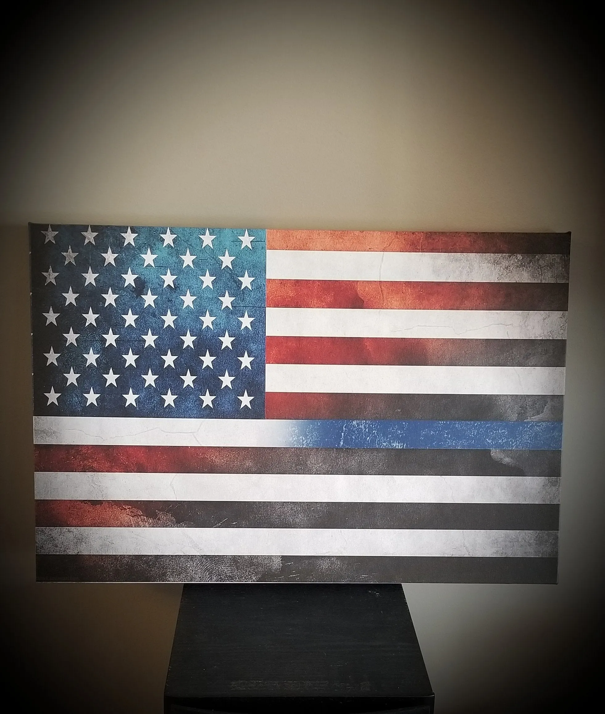Thin Blue Line American Flag Canvas